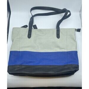 CLARKS Women's Over the Shoulder Tri-Color Laptop Tote - Cream, Blue, Black